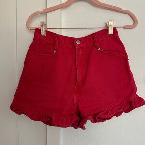Vintage Bonjour Red Ruffle Shorts